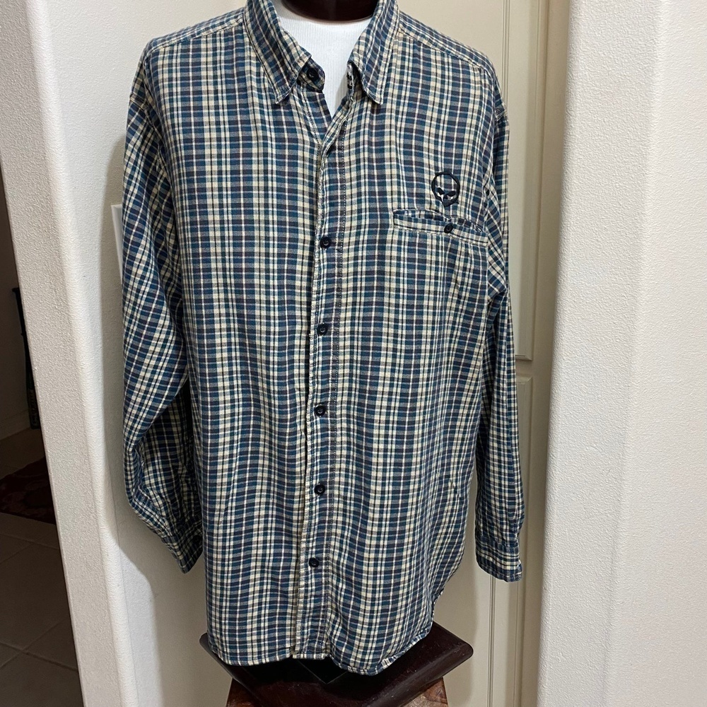Harley Davidson Men's Flannel Original Motor Clothes Plaid Button Up Size 3XL